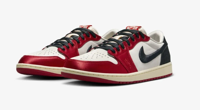 Air Jordan 1 Low OG x Trophy Room Sail and Varsity Red